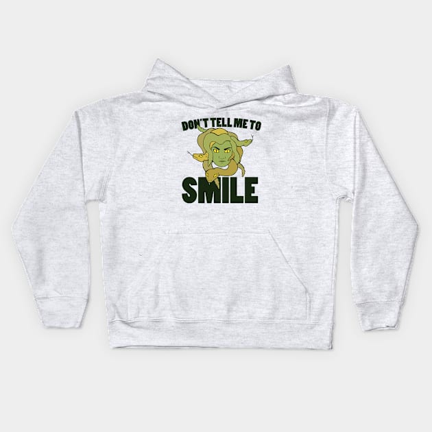 Don't tell me to smile Medusa Kids Hoodie by bubbsnugg